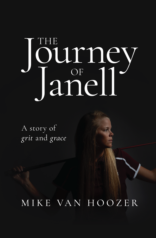 Book cover of 'The Journey of Janell' with a person holding a bow and arrow against a dark background.
